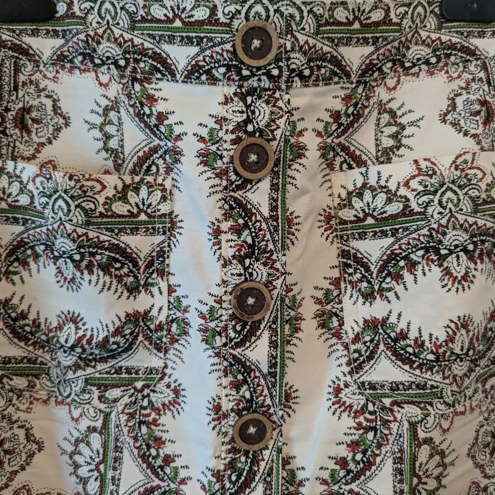 Anthropologie Maeve Printed White Button Front Skirt - Picture 5 of 11